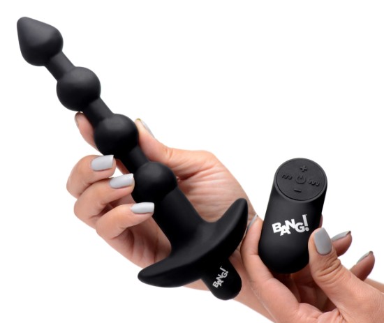 Picture of Remote Control Vibrating Silicone Anal Beads - Black