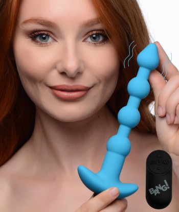 Picture of Remote Control Vibrating Silicone Anal Beads - Blue