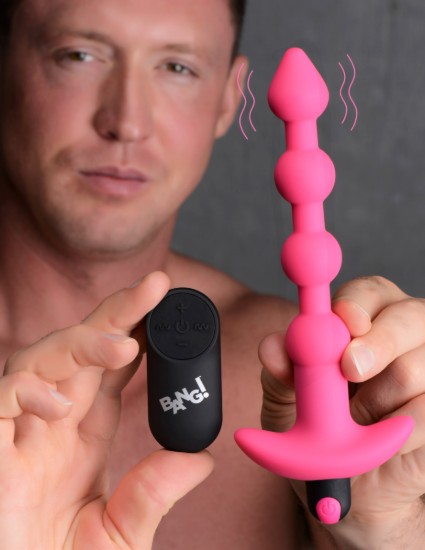 Picture of Remote Control Vibrating Silicone Anal Beads - Pink