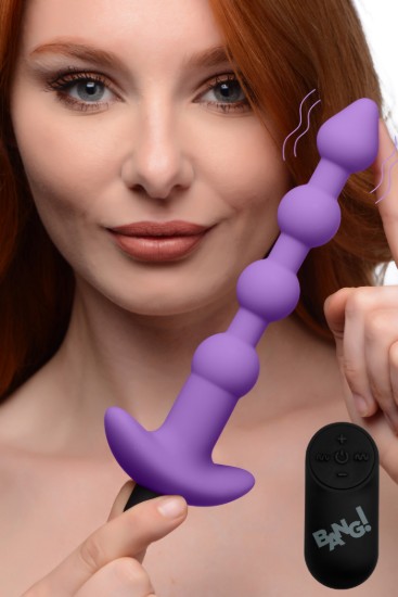 Picture of Remote Control Vibrating Silicone Anal Beads - Purple
