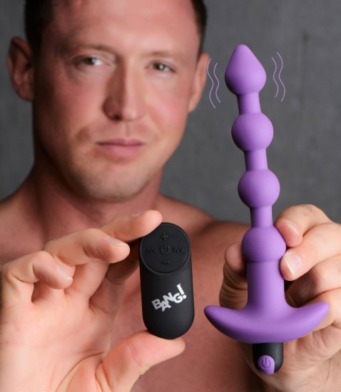 Picture of Remote Control Vibrating Silicone Anal Beads - Purple