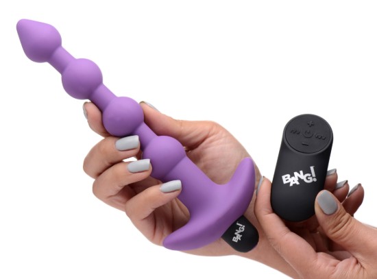 Picture of Remote Control Vibrating Silicone Anal Beads - Purple