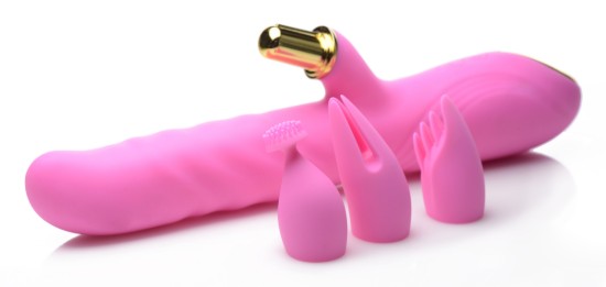 Picture of 10X Versa-Thrust Vibrating and Thrusting Silicone Rabbit with 3 Attachments