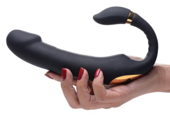 Picture of 10X Pleasure Pose Come Hither Silicone Vibrator with Poseable Clit Stimulator