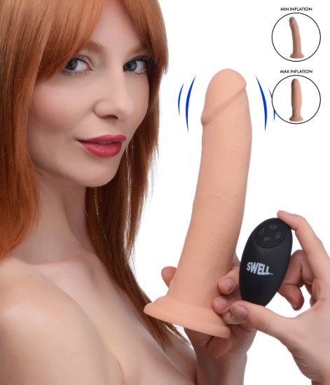Picture of 7X Inflatable and Vibrating Remote Control Silicone Dildo - 8.5 Inch