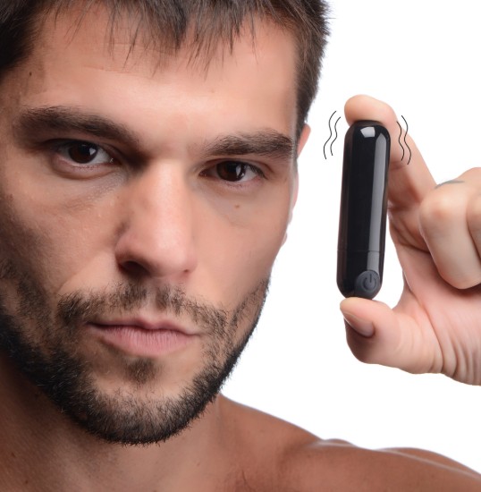 Picture of 10X Rechargeable Vibrating Metallic Bullet - Black