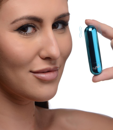 Picture of 10X Rechargeable Vibrating Metallic Bullet - Blue