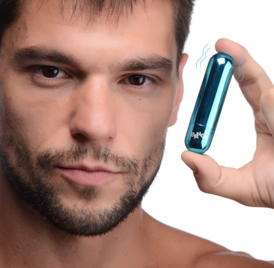Picture of 10X Rechargeable Vibrating Metallic Bullet - Blue