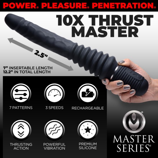 Picture of 10X Silicone Vibrating and Thrusting Dildo