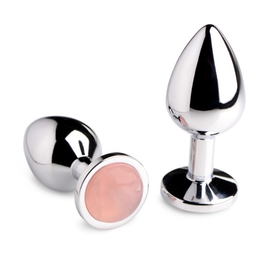 Picture of Authentic Rose Quartz Gemstone Anal Plug - Small