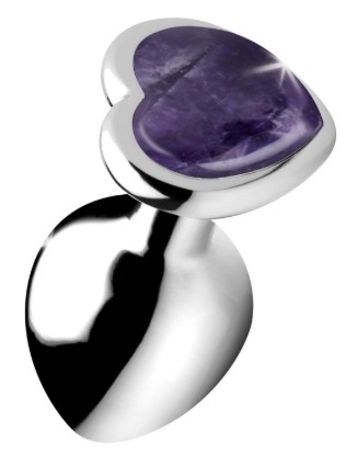 Picture of Genuine Amethyst Gemstone Heart Anal Plug - Medium