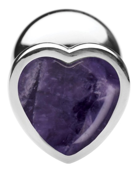 Picture of Genuine Amethyst Gemstone Heart Anal Plug - Small
