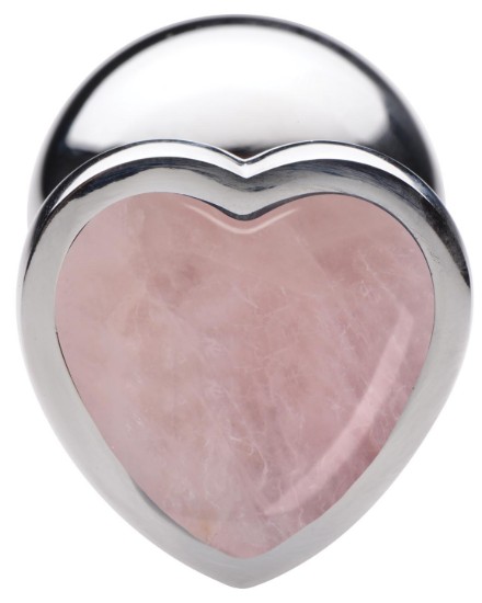 Picture of Authentic Rose Quartz Gemstone Heart Anal Plug - Large