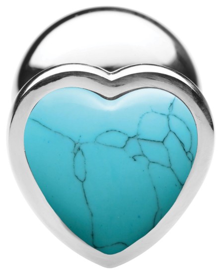 Picture of Authentic Turquoise Gemstone Heart Anal Plug - Small