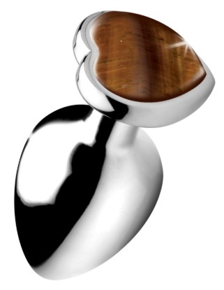 Picture of Authentic Tigers Eye Gemstone Heart Anal Plug - Large