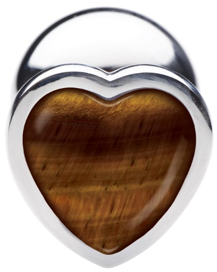 Picture of Authentic Tigers Eye Gemstone Heart Anal Plug - Large