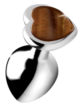 Picture of Authentic Tigers Eye Gemstone Heart Anal Plug - Medium