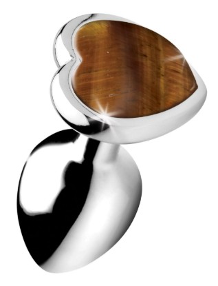 Picture of Authentic Tigers Eye Gemstone Heart Anal Plug - Small