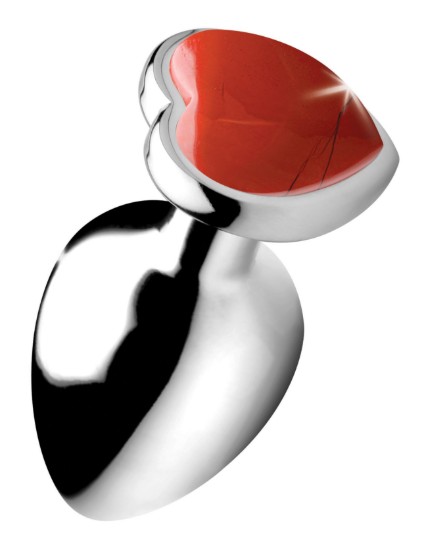 Picture of Authentic Red Jasper Gemstone Heart Anal Plug - Large