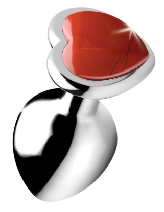 Picture of Authentic Red Jasper Gemstone Heart Anal Plug - Medium