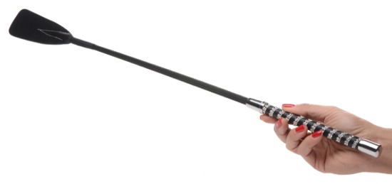 Picture of Short Leather Riding Crop with Rhinestone Handle