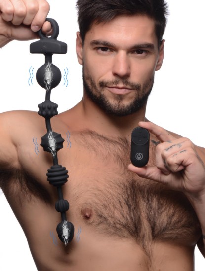 Picture of 21X Dark Rattler Vibrating Silicone Anal Beads with Remote