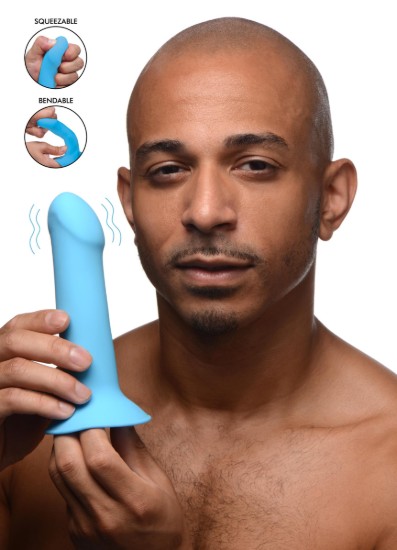 Picture of 10X Squeezable Vibrating Dildo - Blue