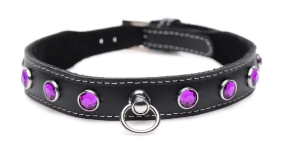 Picture of Royal Vixen Leather Choker with Rhinestones - Purple