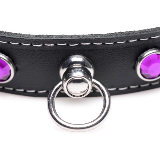 Picture of Royal Vixen Leather Choker with Rhinestones - Purple