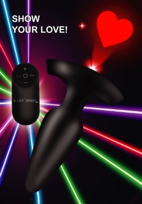 Picture of 28X Laser Heart Silicone Anal Plug with Remote â€“ Large
