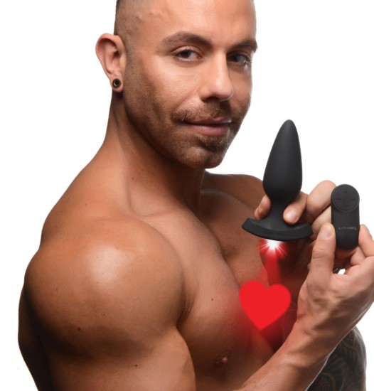 Picture of 28X Laser Heart Silicone Anal Plug with Remote â€“ Large