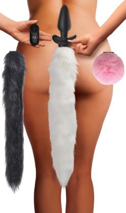 Picture of Vibrating Silicone Anal Plug with 3 Interchangeable Tails