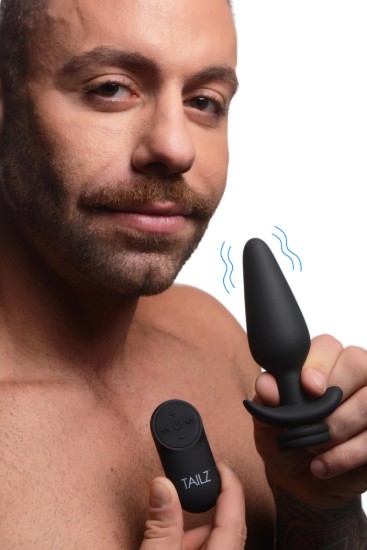 Picture of Interchangeable 10X Vibrating Silicone Anal Plug with Remote - Large