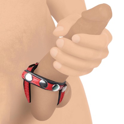 Picture of Leather Snap-On Cock Harness - Red