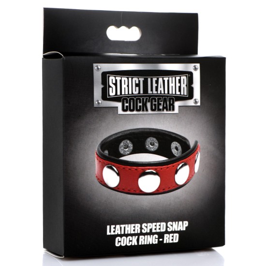 Picture of Leather Speed Snap Cock Ring - Red