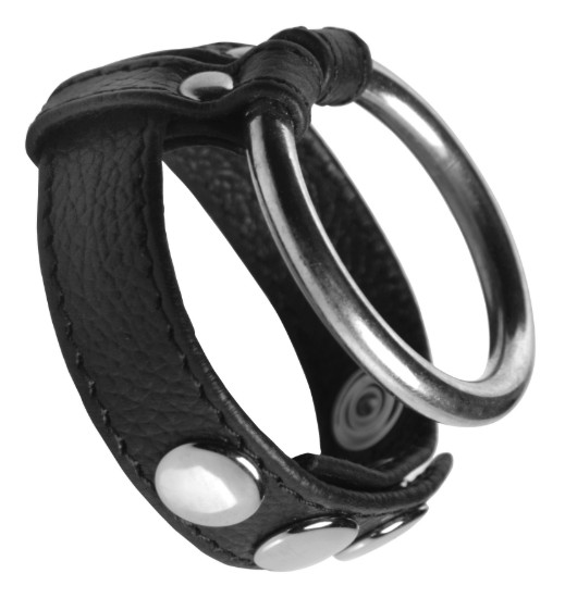 Picture of Leather and Steel Cock and Ball Ring