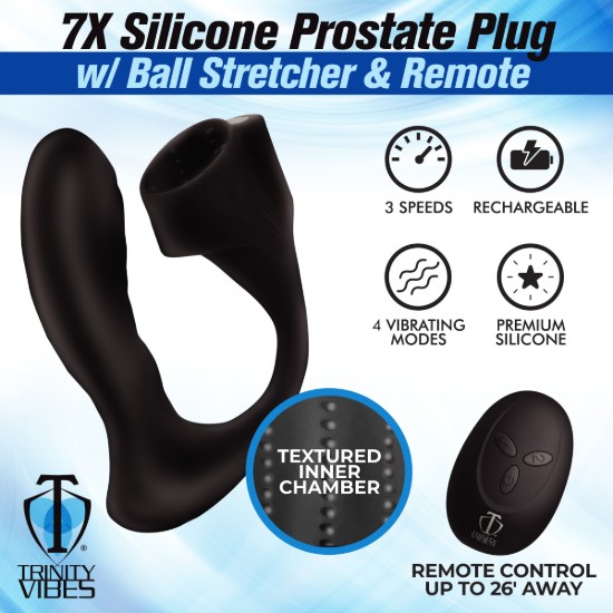 Picture of 7X Silicone Prostate Plug with Ball Stretcher and Remote