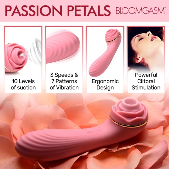 Picture of Passion Petals 10X Silicone Suction Rose Vibrator - Pink