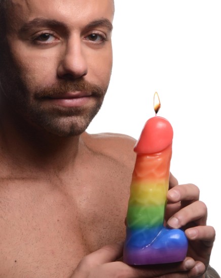 Picture of Pride Pecker Dick Drip Candle - Rainbow