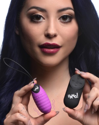 Picture of 28X Ribbed Silicone Vibrating Egg with Remote Control