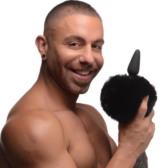 Picture of Small Anal Plug with Interchangeable Bunny Tail - Black