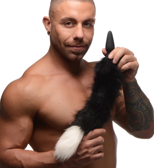 Picture of Small Anal Plug with Interchangeable Fox Tail - Black and White
