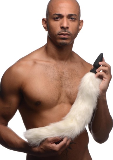 Picture of Small Anal Plug with Interchangeable Fox Tail - White