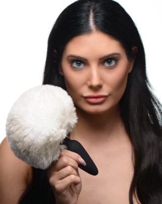 Picture of Large Anal Plug with Interchangeable Bunny Tail - White