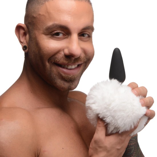 Picture of Large Anal Plug with Interchangeable Bunny Tail - White