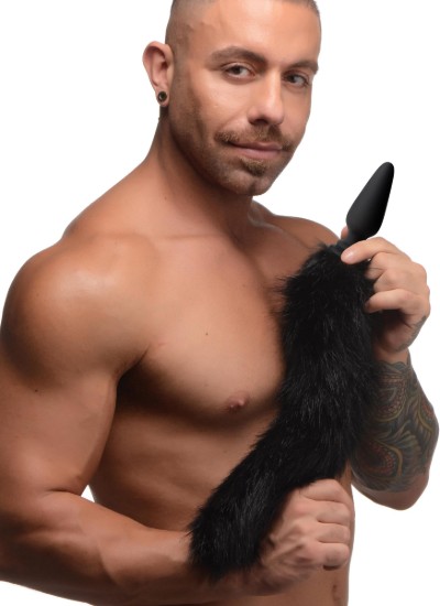 Picture of Large Anal Plug with Interchangeable Fox Tail - Black