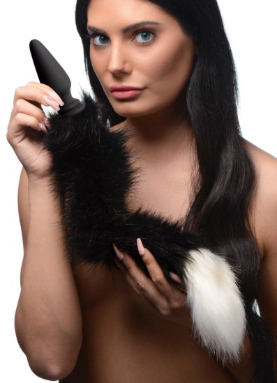 Picture of Large Anal Plug with Interchangeable Fox Tail - Black and White