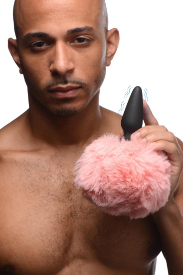 Picture of Small Vibrating Anal Plug with Interchangeable Bunny Tail - Pink