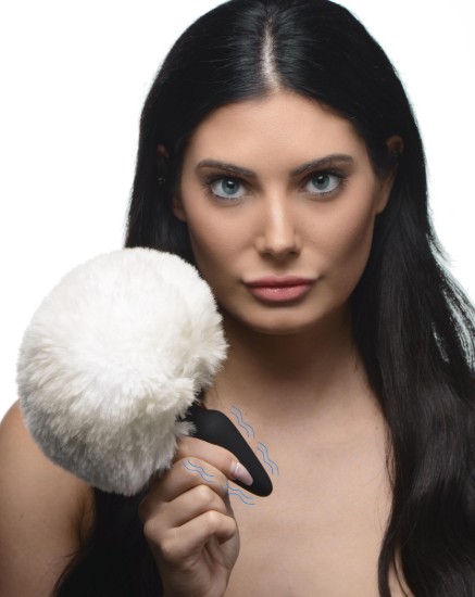 Picture of Small Vibrating Anal Plug with Interchangeable Bunny Tail - White