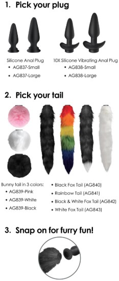 Picture of Small Vibrating Anal Plug with Interchangeable Fox Tail - Rainbow
